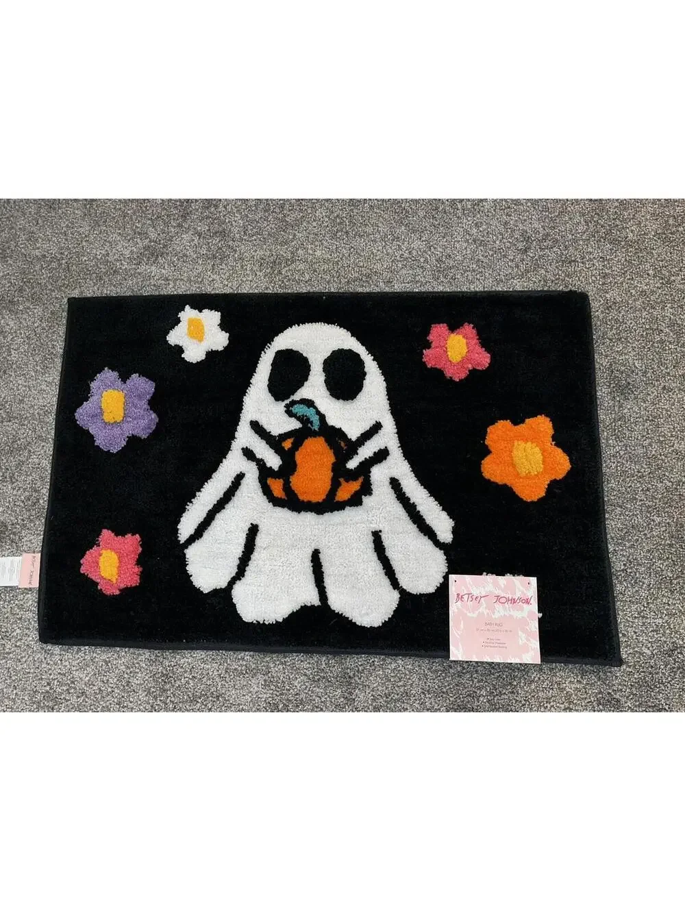 Betsey Johnson 2024 Halloween Shower Bath Mat, Ghost Flowers